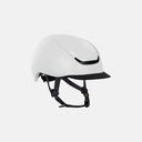 Casco urbano Kask Moebius blanco con visera negra, carcasa de ABS resistente y correas ajustables para ciclismo.
