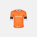Jersey de ciclismo Velo Store Mx Pas Normal Studios Solitude en color ámbar con detalles en gris y blanco.
