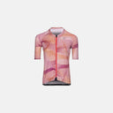Jersey de ciclismo para mujer Velo Store Mx Velocio Artist Series GEO con estampado geométrico en tonos rosa y naranja
