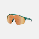 Lentes de ciclismo Velo Store Mx Koo Alibi con montura verde, lente espejada naranja y diseño de media montura