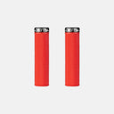 Puños de bicicleta MTB rojos Deity SUPRACUSH con patrón de diamante y abrazaderas de bloqueo de Velo Store Mx