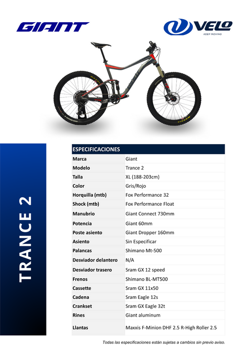 Bicicleta Giant Trance 2 29 T-XL