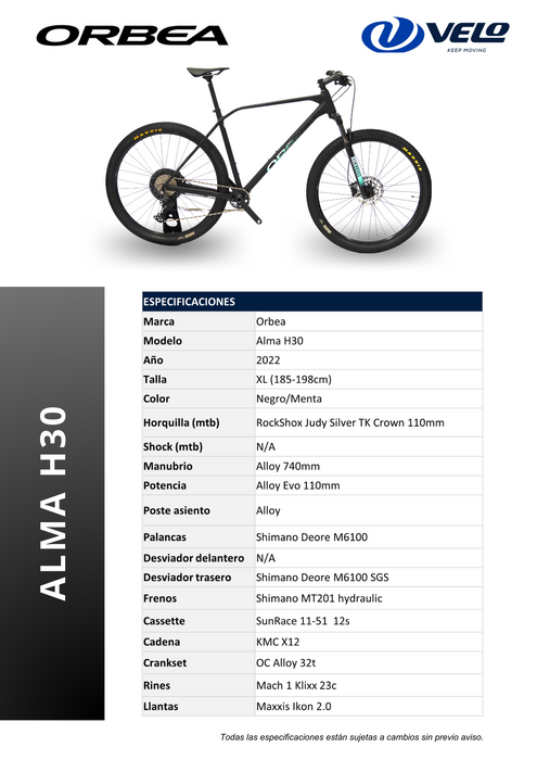 Bicicleta Orbea Alma H30 29 T-XL (2022)
