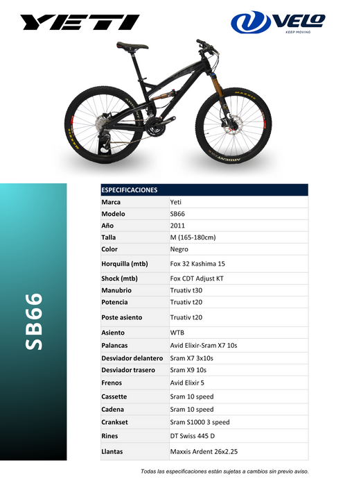 Bicicleta Yeti SB66 26 T-M (2011)