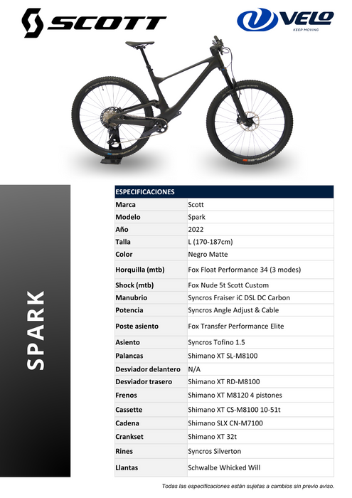 Bicicleta Scott Spark 910 29 T-L (2022) — Velo Store Mx