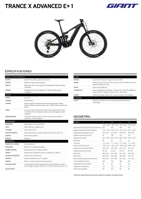 Bicicleta Giant Trance X Advanced E+ 1 - 32km/h - 625w Battery (2022) - Velo Store Mx