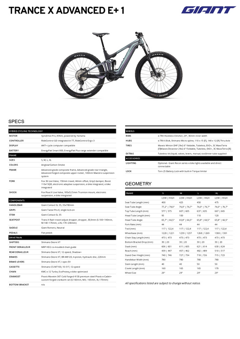 Bicicleta Giant X Advanced E+ 1 - 32km/h - 800w (2023)