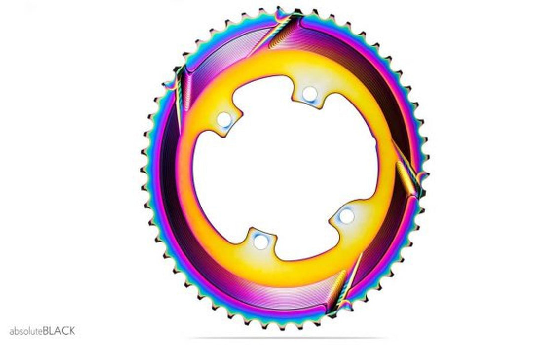 Absolute Black Oval 110/4bcd 9100/8000 53T Rainbow - Velo Store Mx