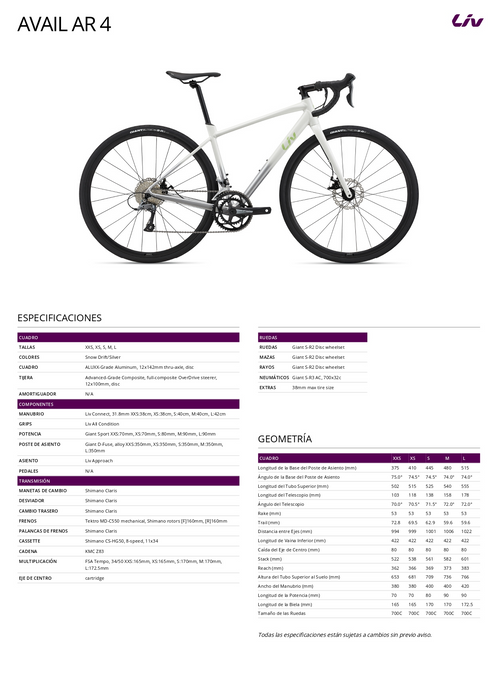 Bicicleta Liv Avail AR 4 (2022) - Velo Store Mx