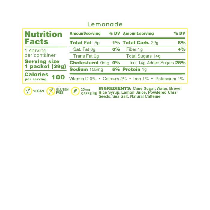 Huma Chia Energy Gel - Lemonade (Caja de 24 pz) - Velo Store Mx