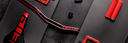 Componentes Deity para bicicleta de montaña en color rojo y negro: pedales, manubrio, grips y asiento disponibles en Velostore Mexico