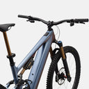 Bicicleta eléctrica de montaña Velo Store Mx S-Works Turbo Levo 4 en color azul con componentes de carbono y suspensión FOX