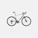 Bicicleta gravel Basso Tera color plata con cuadro híbrido de aluminio y carbono, transmisión SRAM Apex y frenos de disco