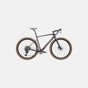 Bicicleta de gravel Specialized Diverge Expert en color morado con cuadro de carbono y neumáticos de flanco beige.