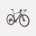 Bicicleta de gravel Specialized Diverge Expert en color morado con cuadro de carbono y neumáticos de flanco beige.