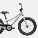 Bicicleta infantil Specialized Riprock Coaster 16 en color verde claro con neumáticos anchos y cuadro de aluminio.