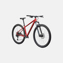 Bicicleta de montaña Specialized Rockhopper Comp roja con cuadro de aluminio, suspensión RockShox y transmisión SRAM.