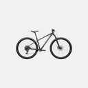 Bicicleta de montaña Specialized Rockhopper Sport negra con cuadro de aluminio, horquilla de suspensión y frenos Shimano.
