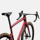 Bicicleta de carretera Velo Store Mx S-Works Tarmac SL9 roja de carbono con manillar integrado y ruedas Roval.