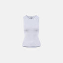 Camiseta base sin mangas Velo Store Mx Ultralight SL para mujer en color blanco, fabricada en malla transpirable.
