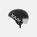 Casco aerodinámico Kask Bambino Pro negro con visera magnética transparente, disponible en Velo Store Mx