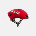 Casco de ciclismo aerodinámico Kask Utopia Y en color rojo brillante con logo blanco, disponible en Velo Store Mx.