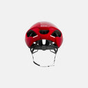 Casco de ciclismo Kask Utopia Y en color rojo brillante, vista trasera con sistema de ajuste Octo Fit y ventilación.