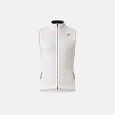 Chaleco de ciclismo Velocio LUXE Ultralight blanco con cremallera naranja, resistente al viento y transpirable.