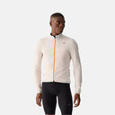 Chaqueta de ciclismo Velo Store Mx Velocio Ultralight en color natural, ligera, transpirable y con cremallera naranja.