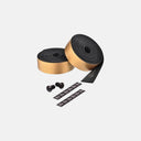 Cinta de manubrio Velo Store Mx Ciclovation Advanced Leather Touch dorada con acolchado de gel y tapones Vortex