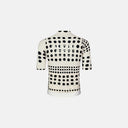 Jersey de ciclismo Velo Store Mx Essential Dot Bone con estampado de puntos negros sobre fondo crema, vista trasera.