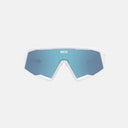 Gafas de ciclismo Velo Store Mx Koo Spectro Luce con montura blanca y lente de policarbonato Zeiss azul espejada