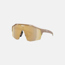 Gafas deportivas Velo Store Mx Koo Alibi con montura beige y lente espejada dorada de alto rendimiento Zeiss