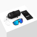 Gafas de ciclismo Velo Store Mx Scicon Aerowatt con lente azul, lente de repuesto, estuche y bolsa de microfibra.