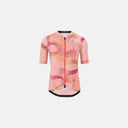 Jersey de ciclismo Velo Store Mx Velocio Artist GEO en tonos rosa y naranja con diseño geométrico de Pablo Azócar.