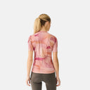 Jersey de ciclismo Velo Store Mx para mujer con estampado artístico GEO en tonos rosa, ajuste entallado y bolsillos traseros