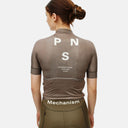 Jersey de ciclismo Velo Store Mx Pas Normal Studios Mechanism para mujer en tono tierra con logo PNS en la espalda