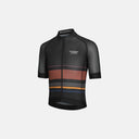 Jersey de ciclismo Pas Normal Studios Mechanism Late Drop negro con franjas horizontales en Velo Store Mx