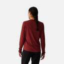Jersey de ciclismo Velo Store Mx Delta Trail para mujer en color rojo oscuro, manga larga y ajuste relajado