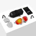 Lentes de ciclismo Velo Store Mx Scicon Aerojet Titanium con lentes intercambiables, estuche y accesorios en blanco.
