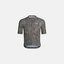 Jersey de ciclismo Pas Normal Studios Solitude Late Drop en tonos gris y ámbar con tejido técnico microperforado.