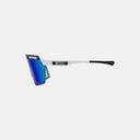Gafas deportivas Velo Store Mx Scicon Aerowatt con lente azul espejada, montura blanca y sistema de ventilación lateral.