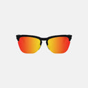 Gafas de sol Velo Store Mx Scicon Gravel con marco negro y lentes espejadas en tono naranja para deporte y estilo.