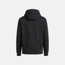Vista trasera de la sudadera con capucha Specialized Legacy en color negro, mostrando el bolsillo oculto con cremallera.