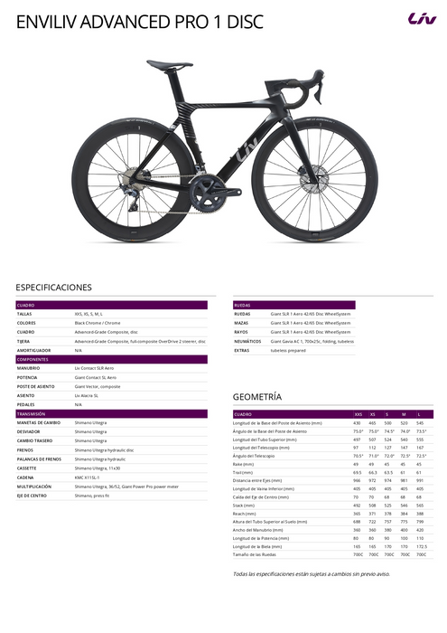 Bicicleta Liv Enviliv Advanced PRO 1 Disc T-S (2021) - Velo Store Mx