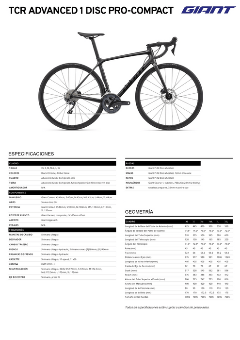 Bicicleta Giant TCR Advanced 1 Disc Pro-Compact (2022) - Velo Store Mx